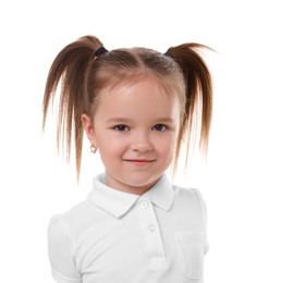 Portrait of cute little girl isolated on white