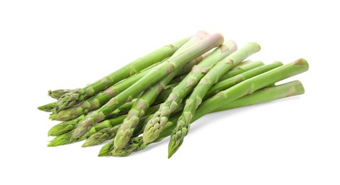 Fresh green asparagus stems isolated on white