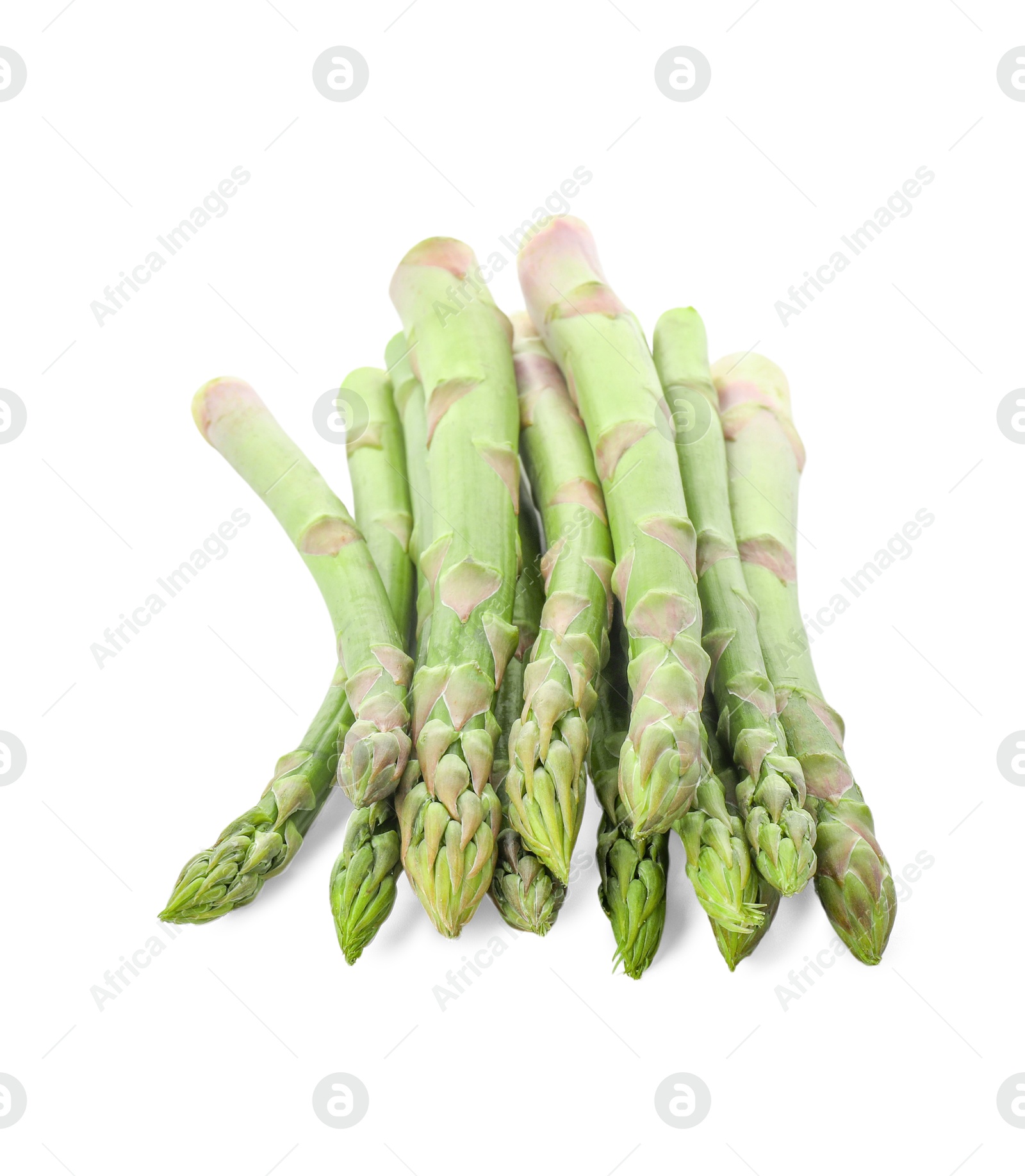 Photo of Fresh green asparagus stems isolated on white