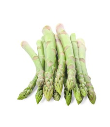 Fresh green asparagus stems isolated on white