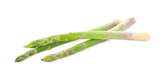 Photo of Fresh green asparagus stems isolated on white