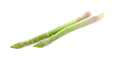 Photo of Fresh green asparagus stems isolated on white