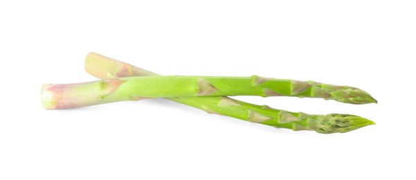 Fresh green asparagus stems isolated on white