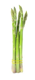 Photo of Bunch of fresh green asparagus stems isolated on white