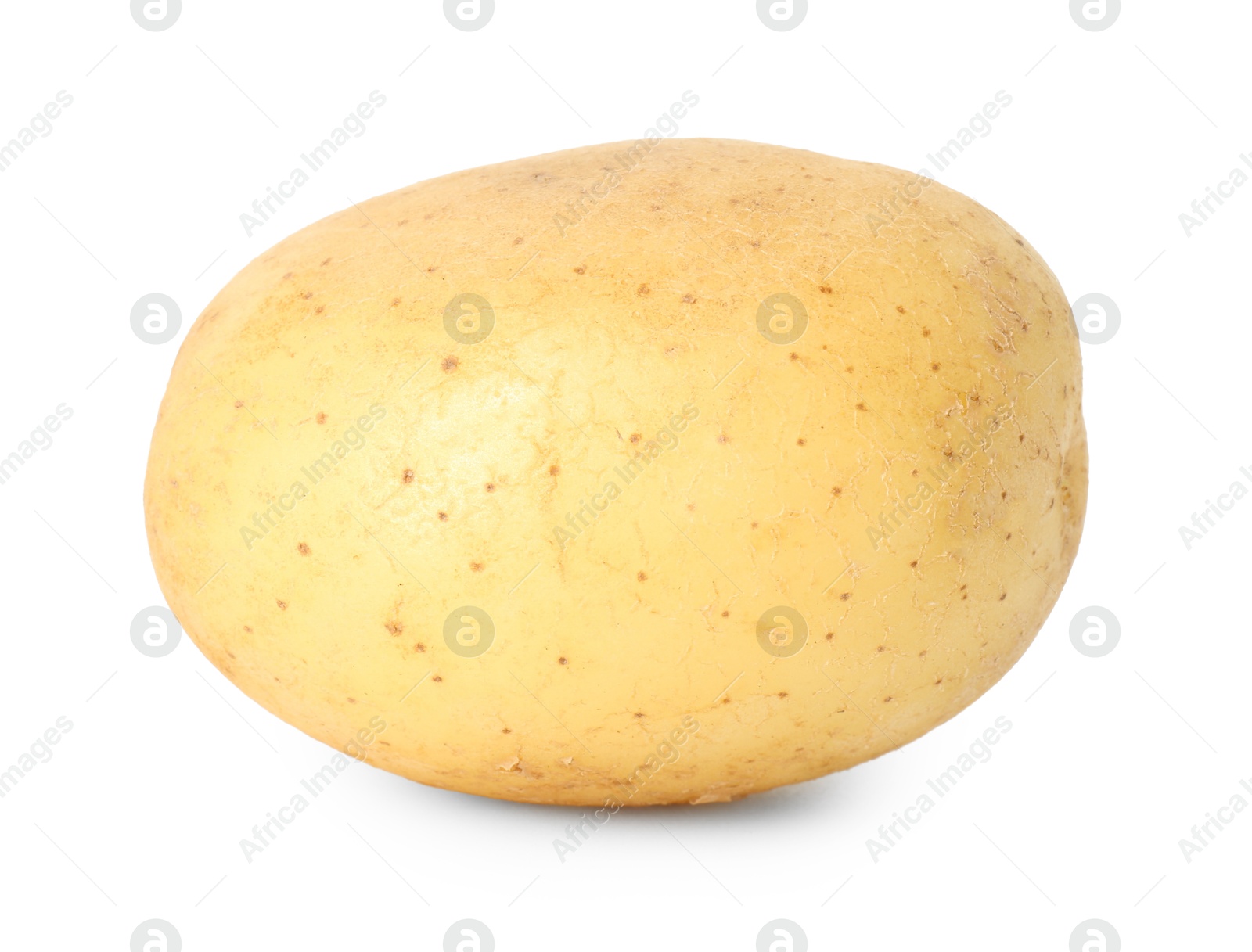 Photo of One young fresh potato isolated on white