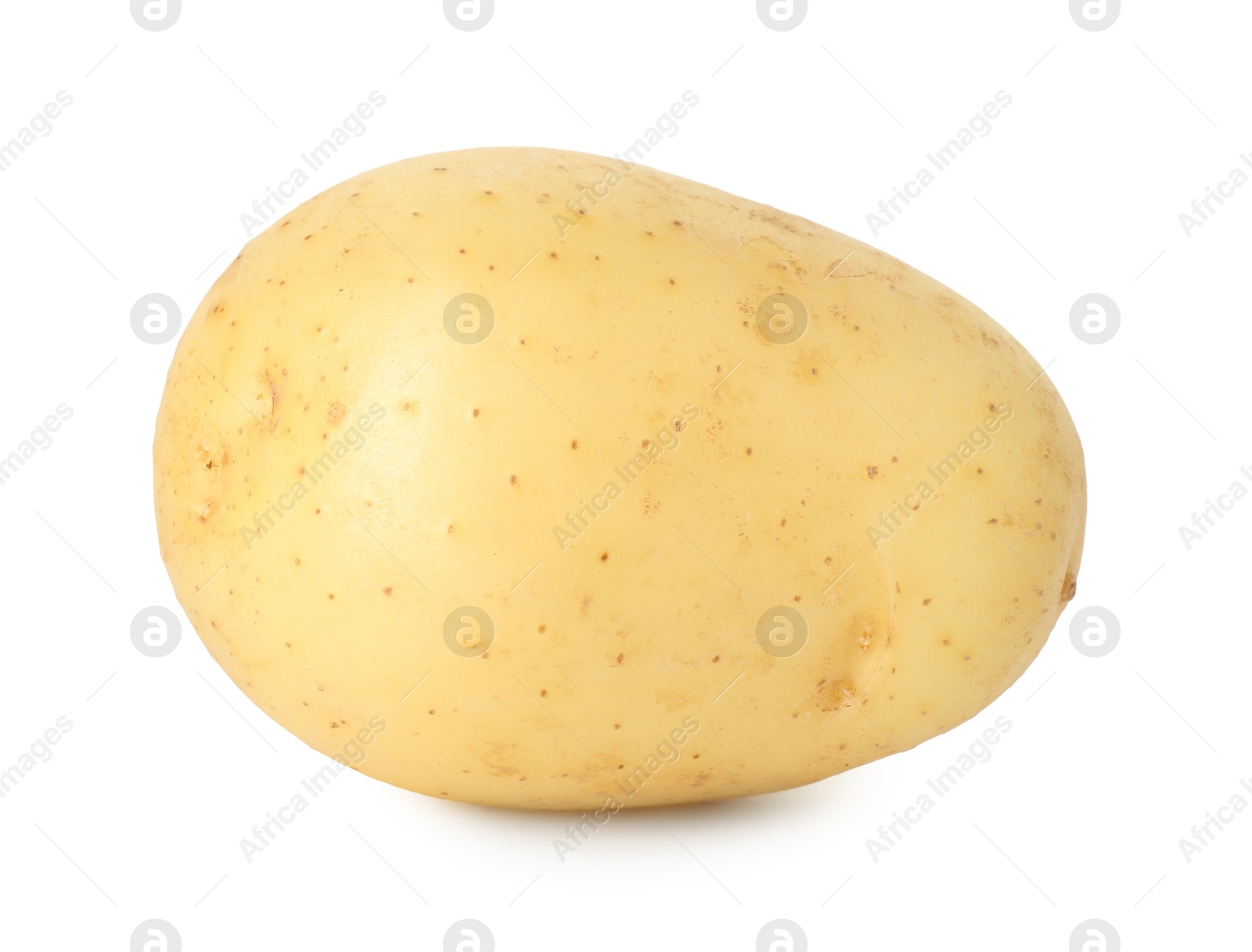 Photo of One young fresh potato isolated on white