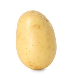 Photo of One young fresh potato isolated on white