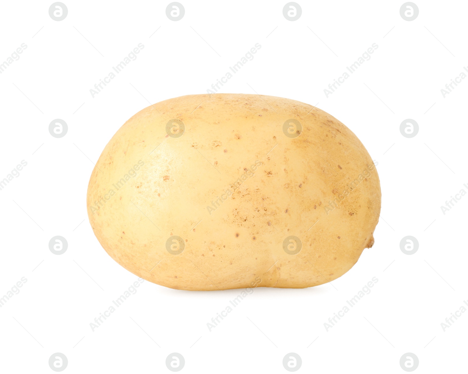 Photo of One young fresh potato isolated on white