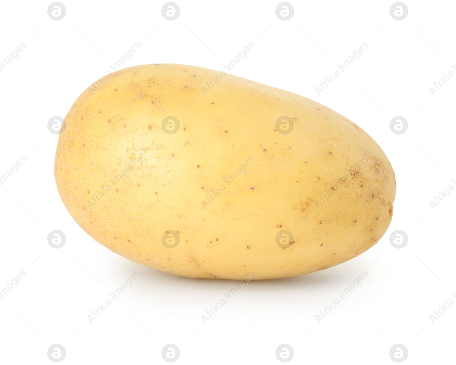 Photo of One young fresh potato isolated on white