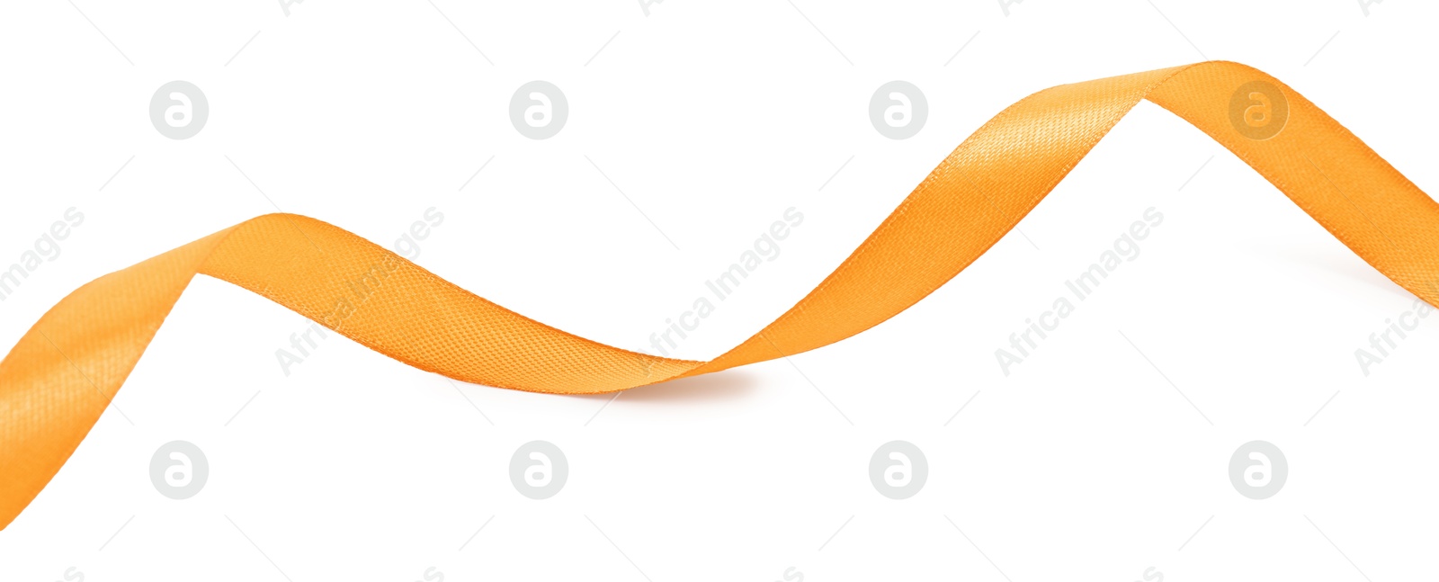 Photo of One beautiful orange ribbon isolated on white