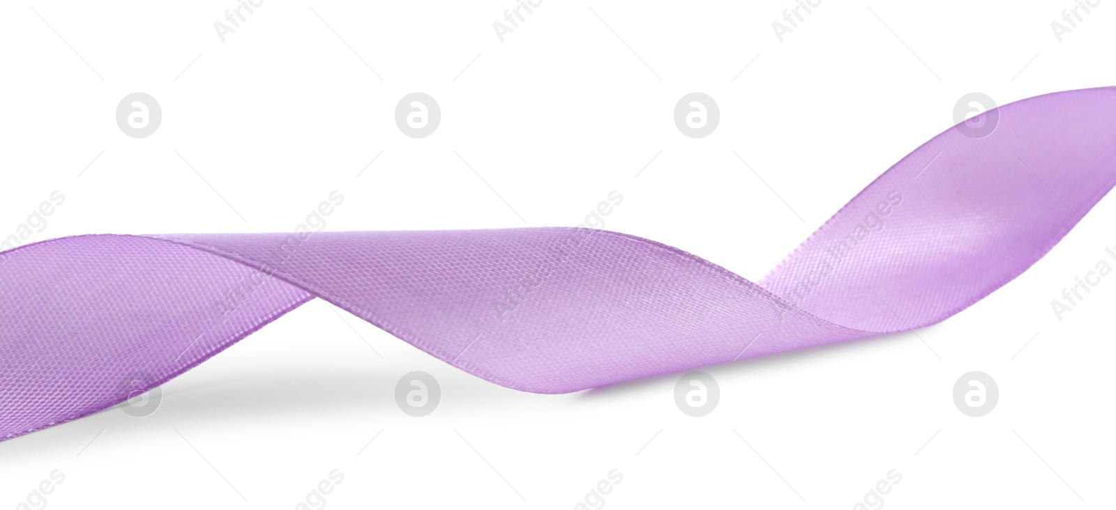 Photo of One beautiful violet ribbon isolated on white