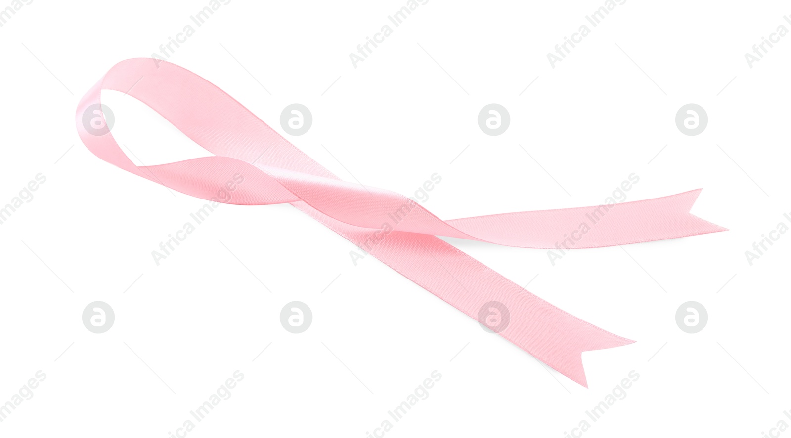 Photo of One beautiful pink ribbon isolated on white