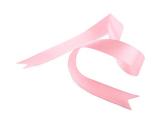 Photo of One beautiful pink ribbon isolated on white