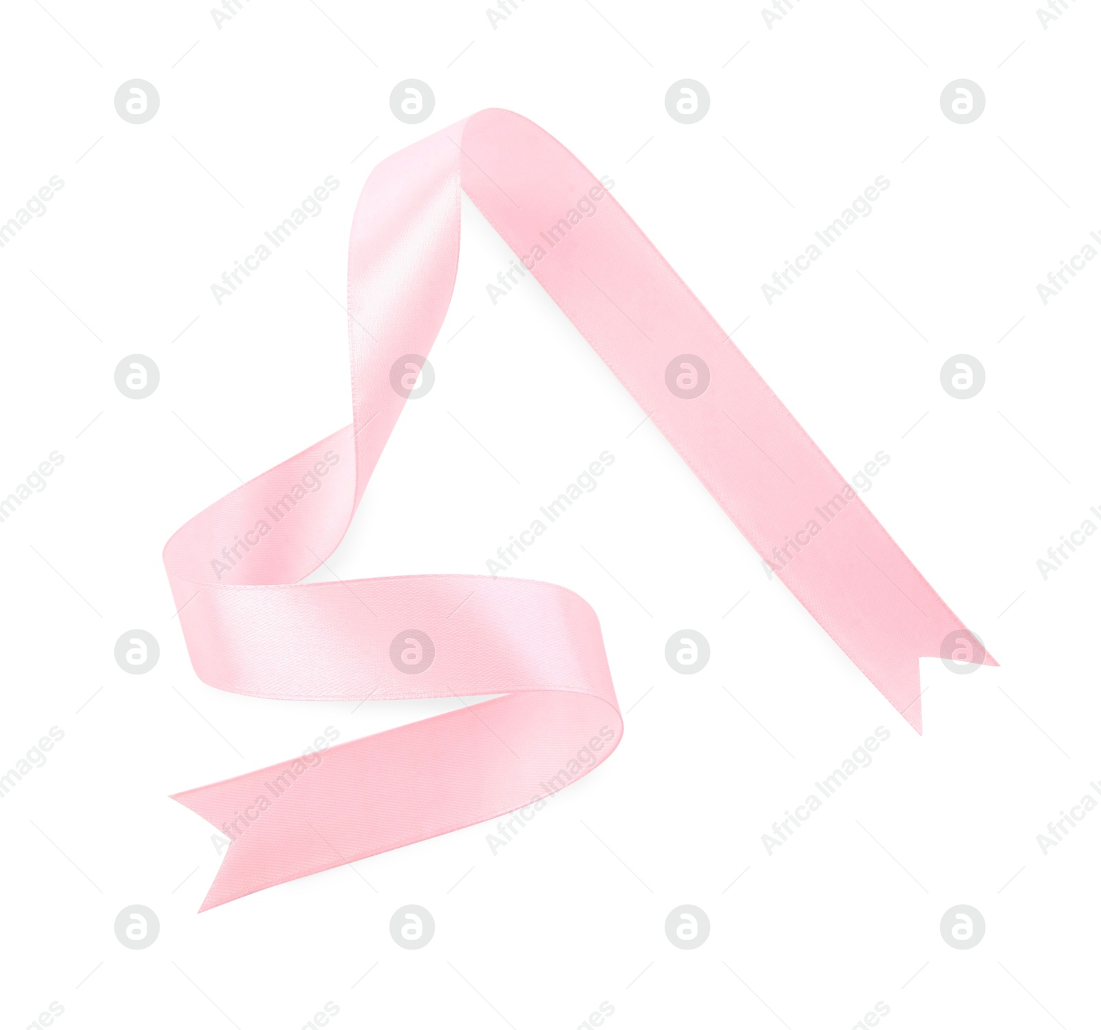 Photo of One beautiful pink ribbon isolated on white