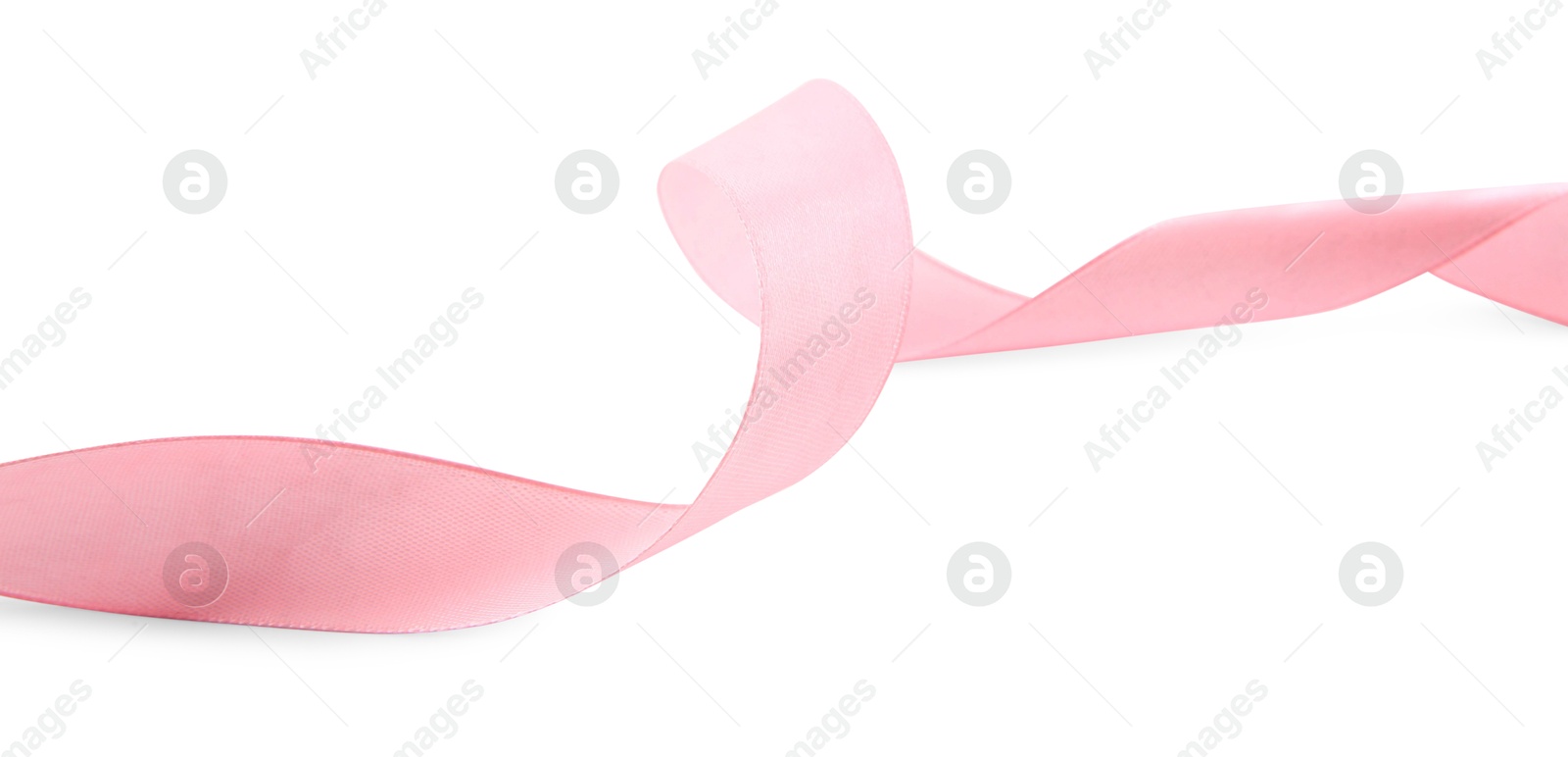 Photo of One beautiful pink ribbon isolated on white