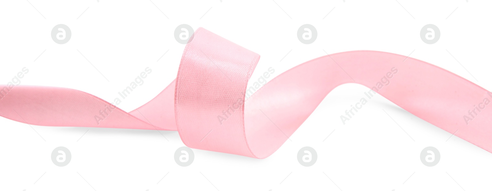 Photo of One beautiful pink ribbon isolated on white