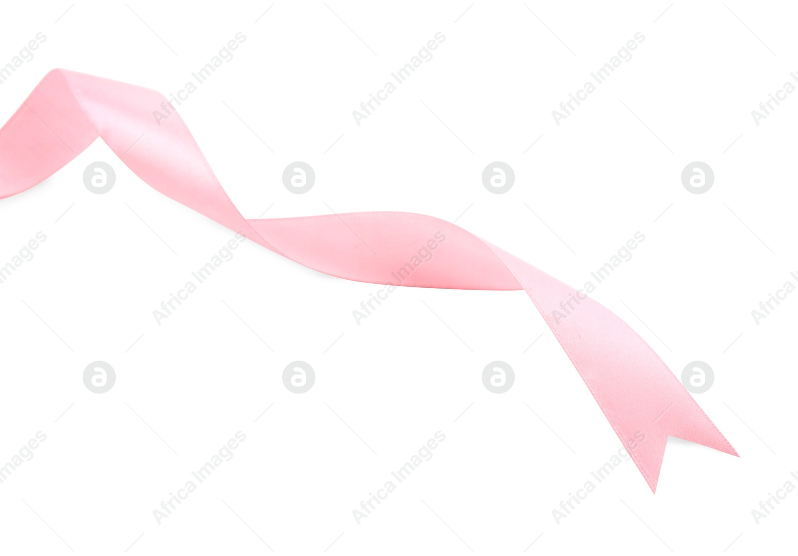 Photo of One beautiful pink ribbon isolated on white