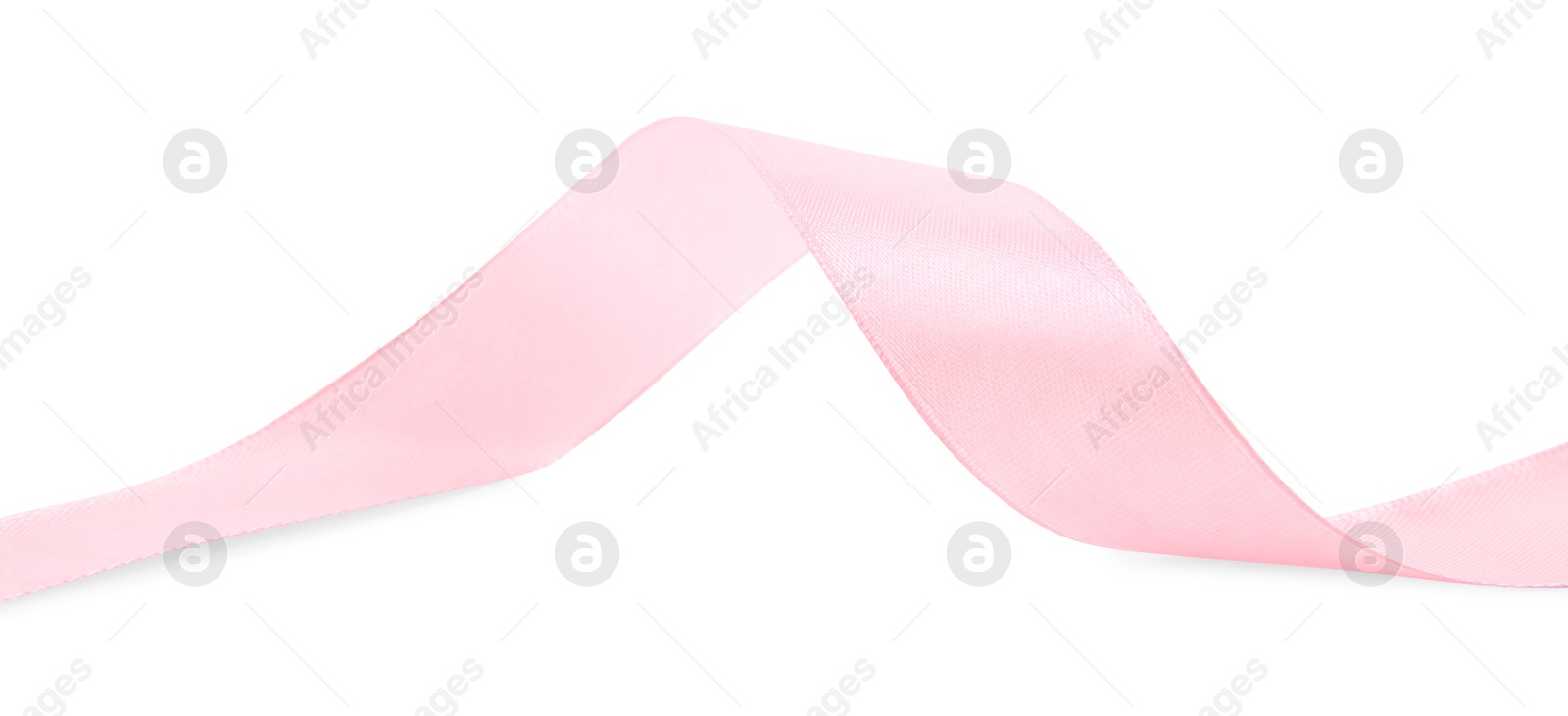 Photo of One beautiful pink ribbon isolated on white