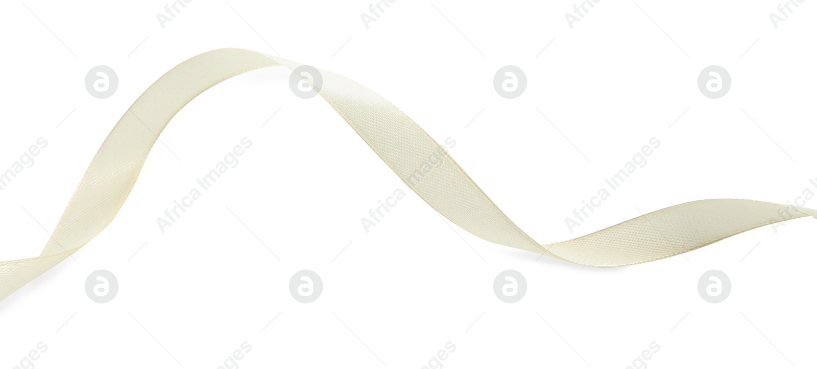 Photo of One beautiful beige ribbon isolated on white