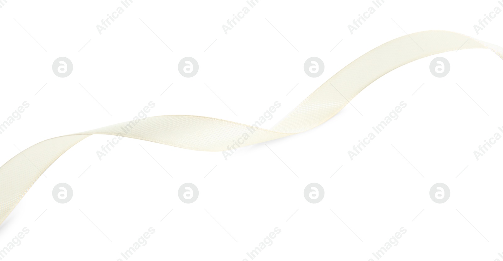 Photo of One beautiful beige ribbon isolated on white