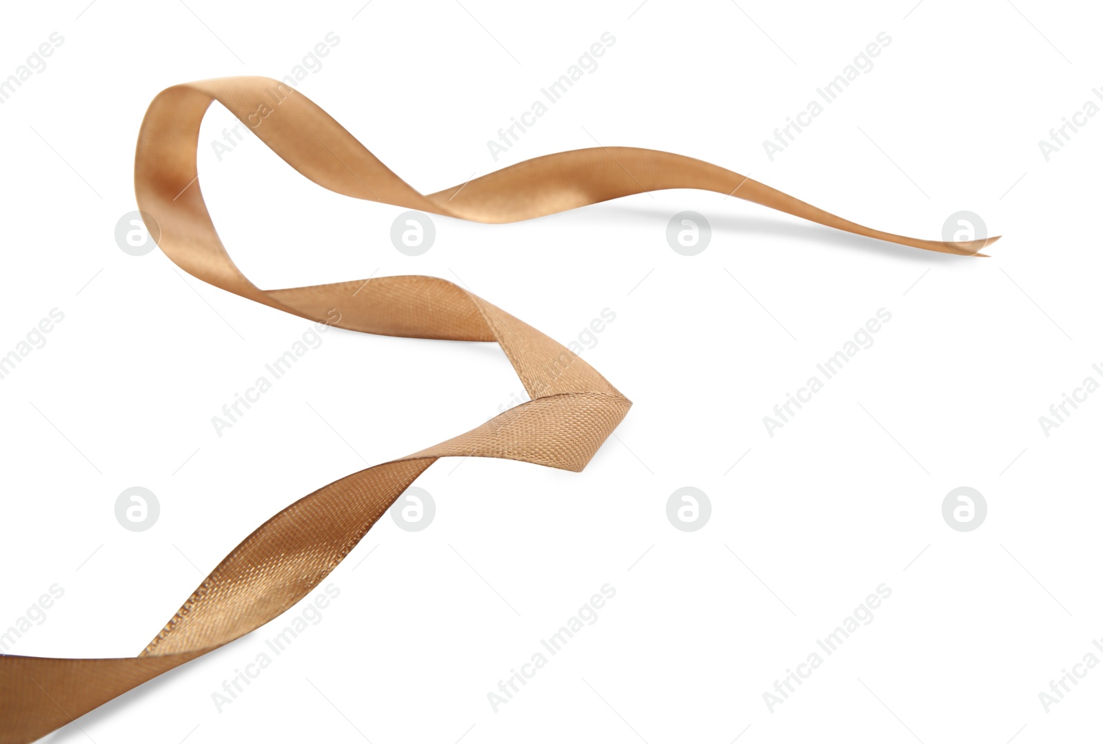 Photo of One beautiful light brown ribbon isolated on white