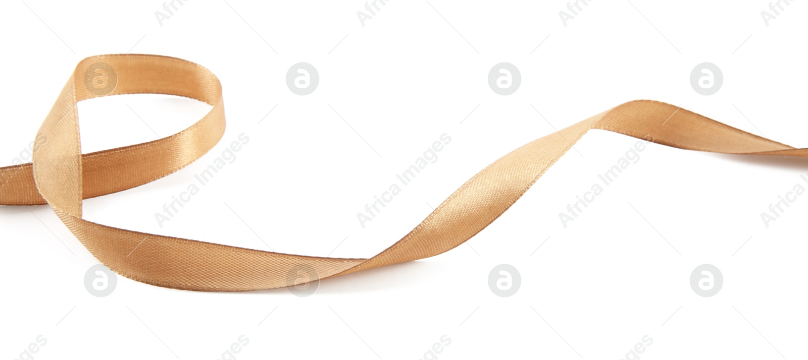 Photo of One beautiful light brown ribbon isolated on white