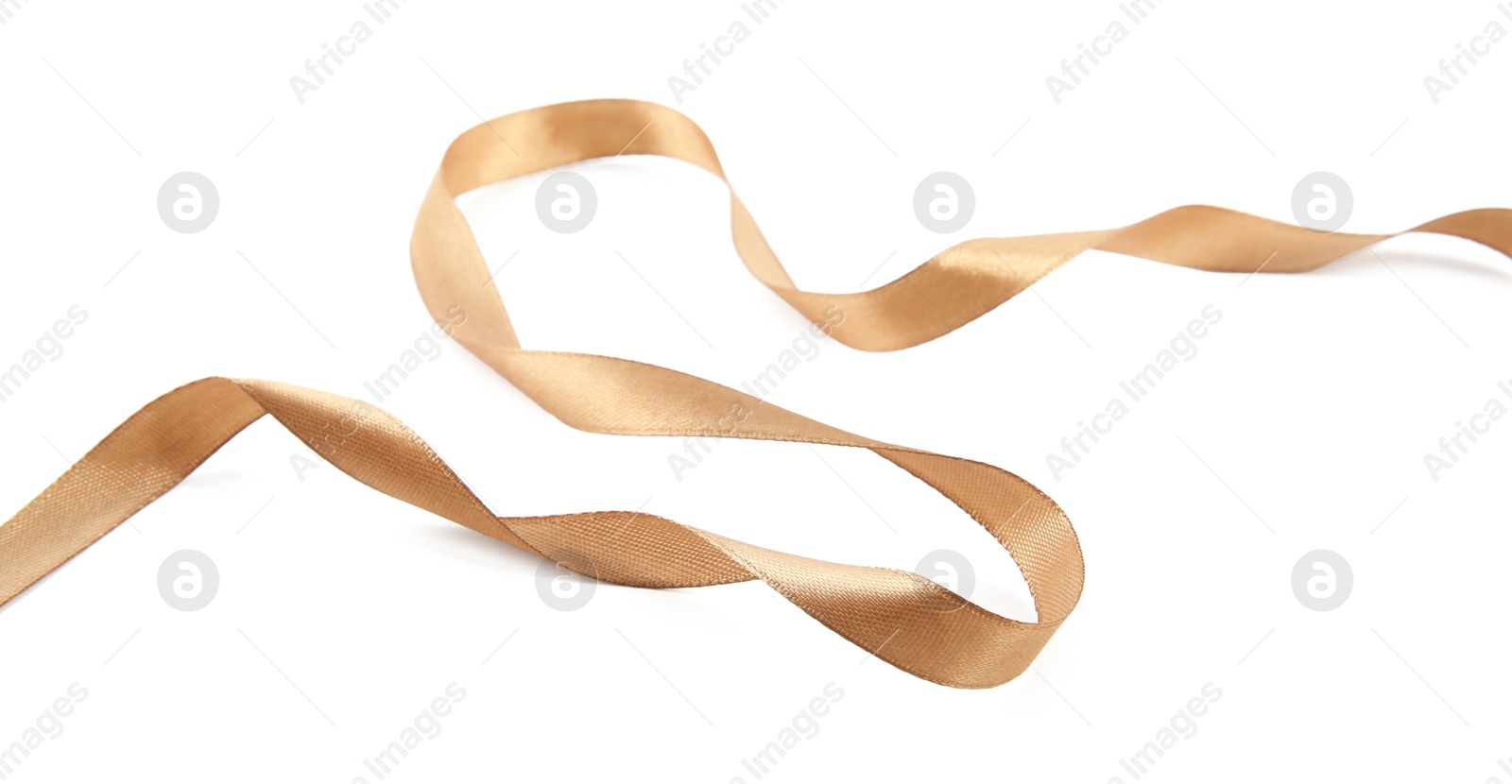 Photo of One beautiful light brown ribbon isolated on white