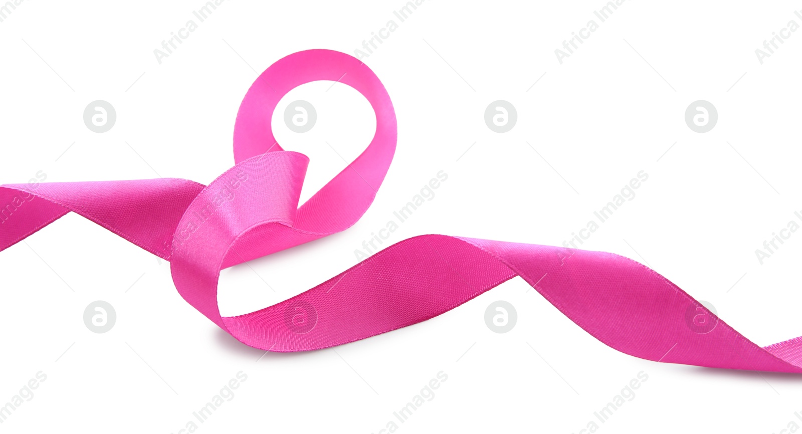 Photo of One beautiful bright pink ribbon isolated on white