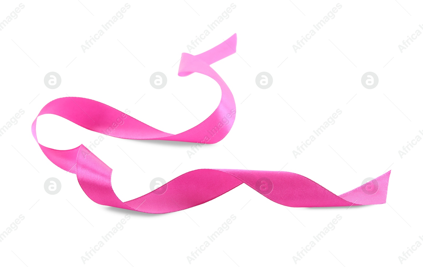 Photo of One beautiful bright pink ribbon isolated on white