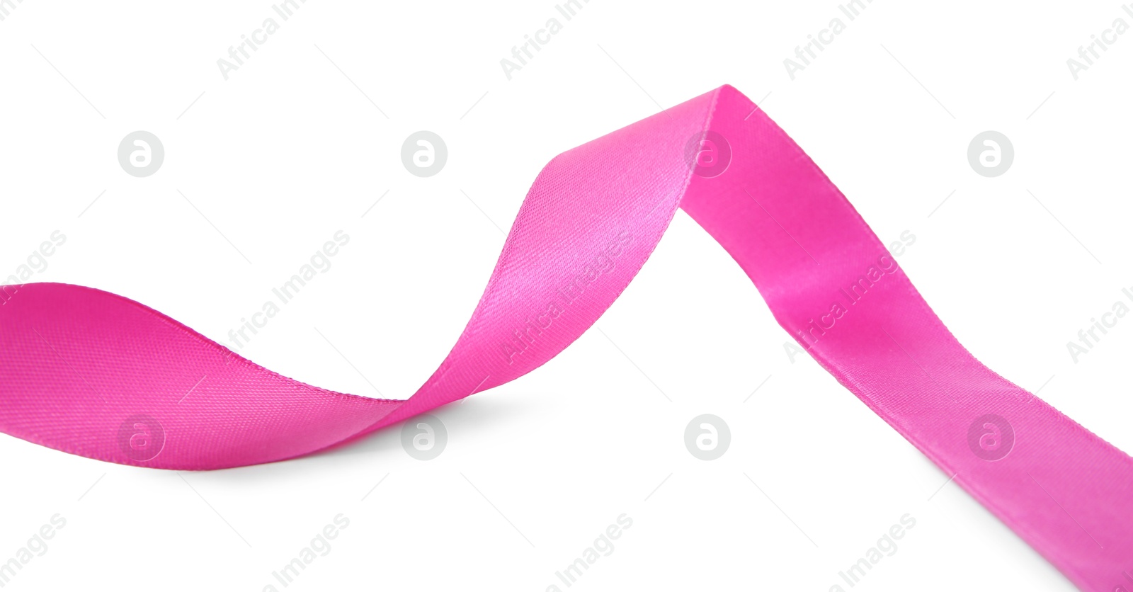 Photo of One beautiful bright pink ribbon isolated on white