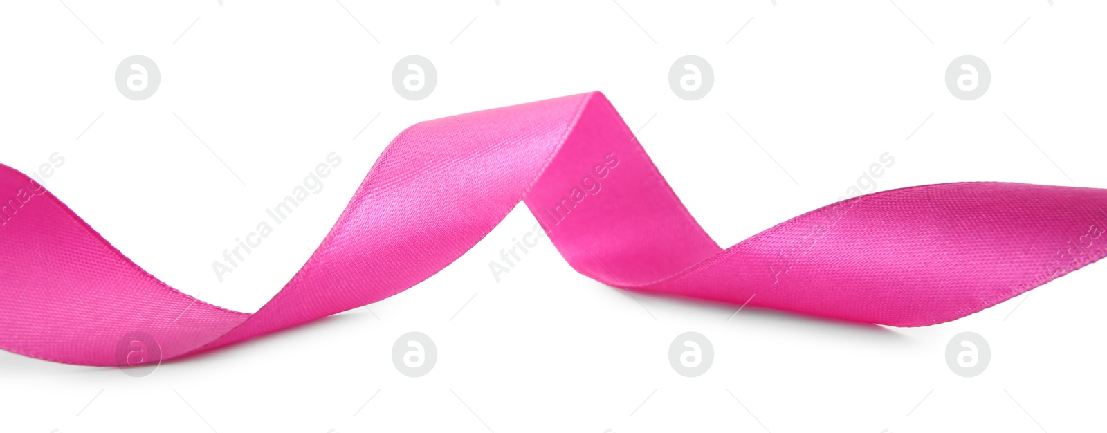 Photo of One beautiful bright pink ribbon isolated on white