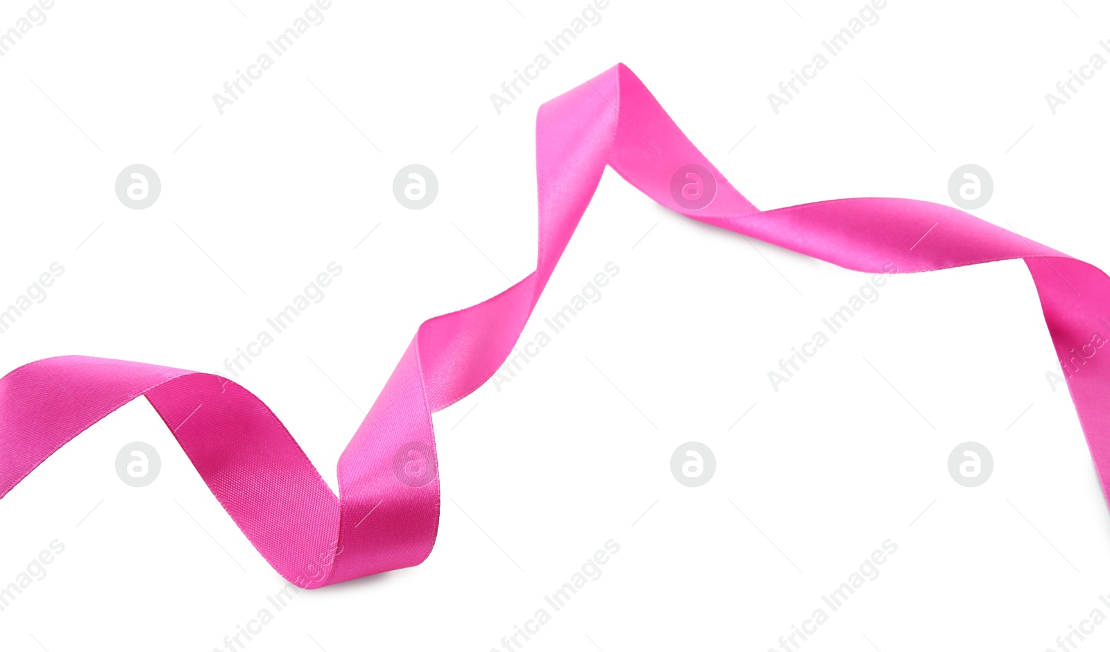 Photo of One beautiful bright pink ribbon isolated on white