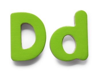 Photo of Uppercase and lowercase green magnetic letter D isolated white
