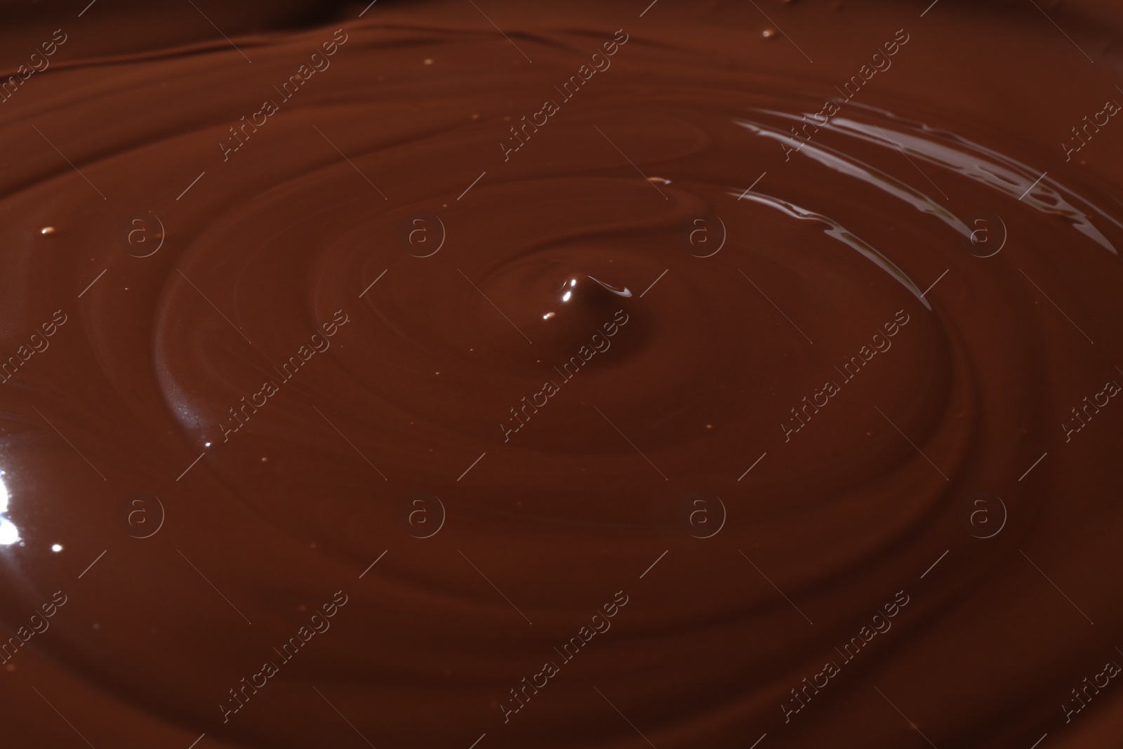 Photo of Tasty melted chocolate as background, closeup view