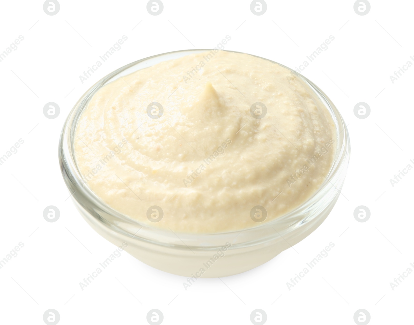 Photo of Delicious hummus in bowl isolated on white