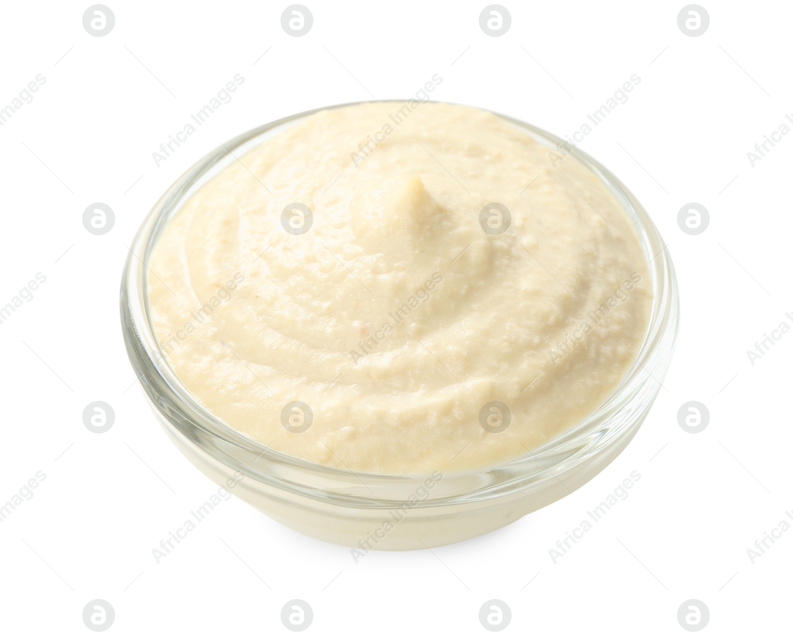 Photo of Delicious hummus in bowl isolated on white