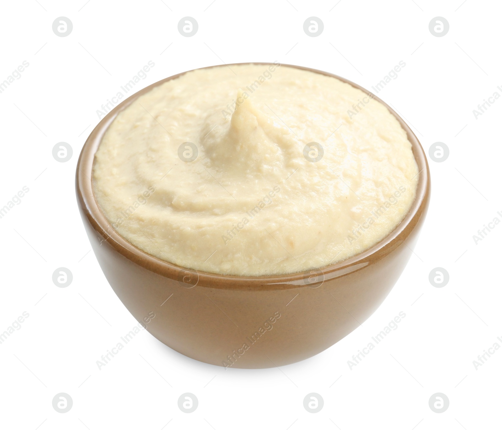 Photo of Delicious hummus in bowl isolated on white