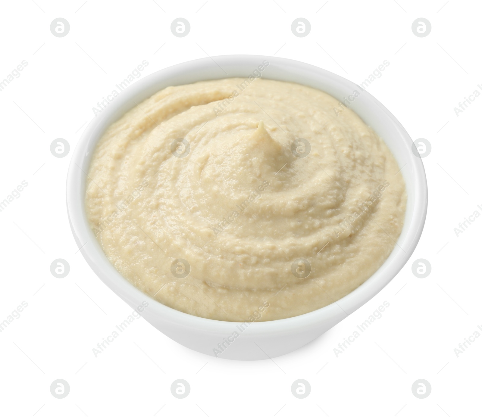 Photo of Delicious hummus in bowl isolated on white