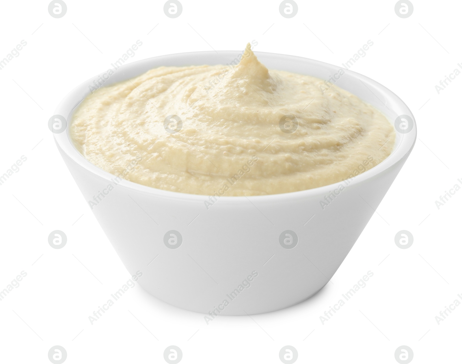 Photo of Delicious hummus in bowl isolated on white