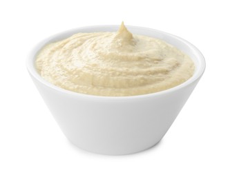 Photo of Delicious hummus in bowl isolated on white