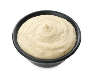 Photo of Delicious hummus in bowl isolated on white