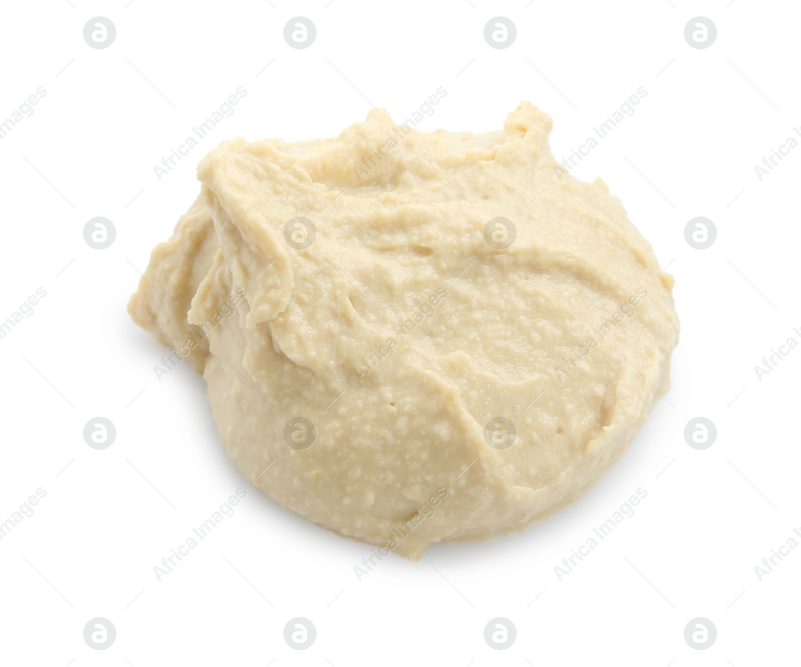 Photo of Sample of delicious hummus isolated on white