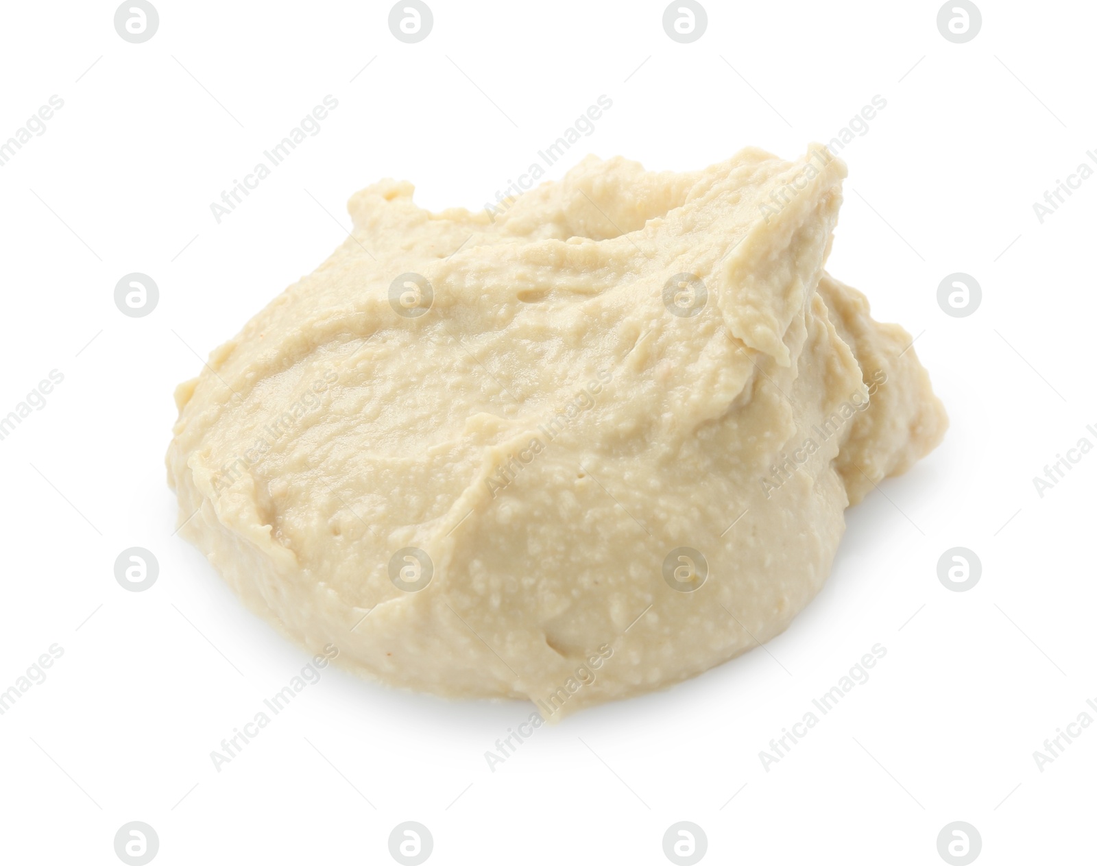 Photo of Sample of delicious hummus isolated on white