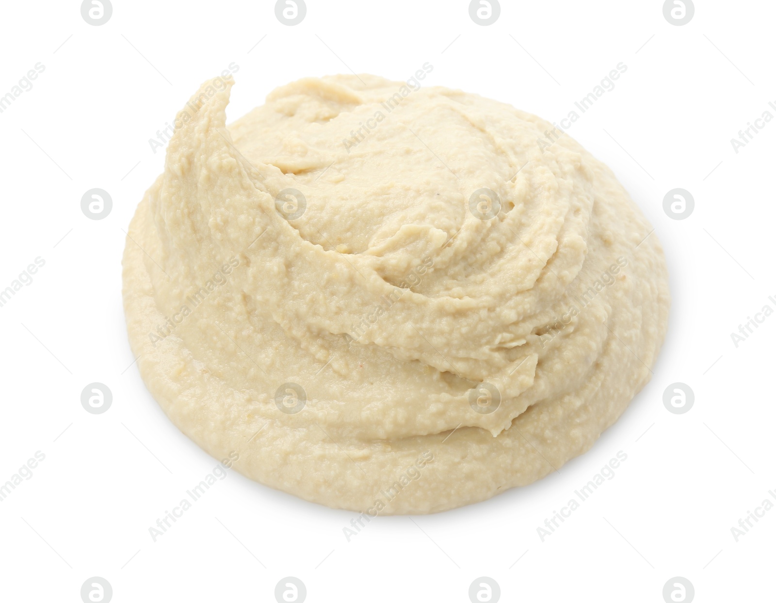 Photo of Sample of delicious hummus isolated on white