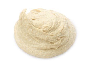 Photo of Sample of delicious hummus isolated on white