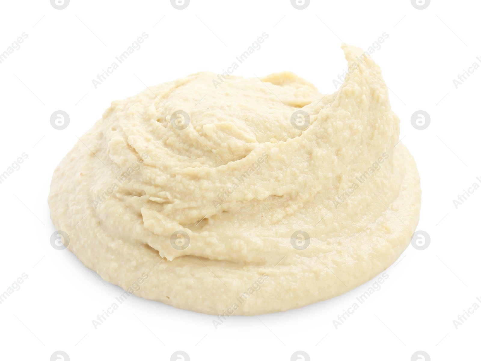 Photo of Sample of delicious hummus isolated on white