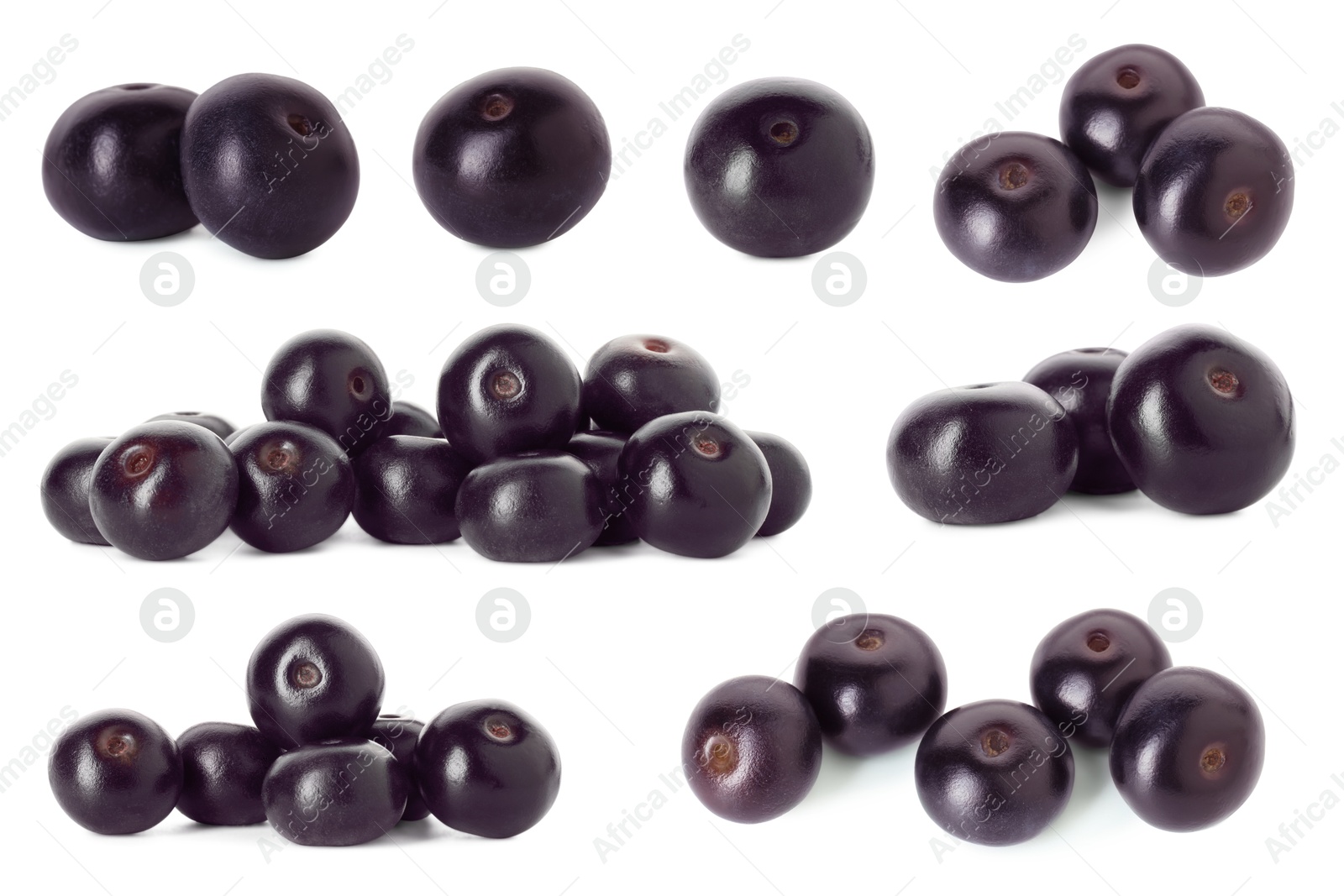 Image of Set of acai berries isolated on white