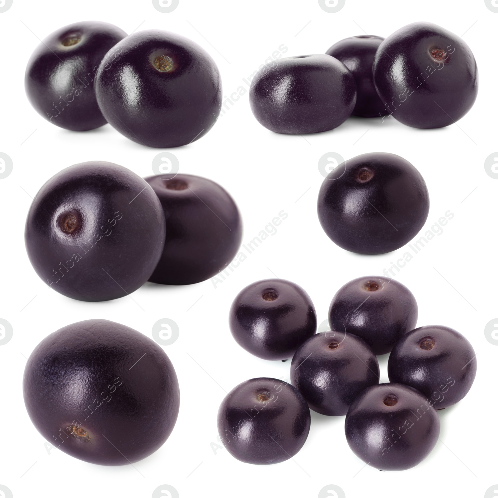 Image of Set of acai berries isolated on white