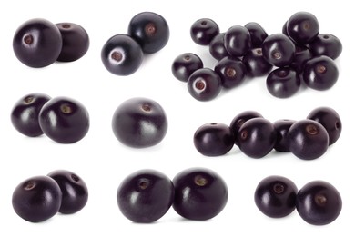 Image of Set of acai berries isolated on white