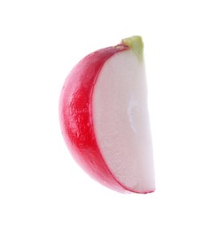 Slice of fresh ripe radish isolated on white